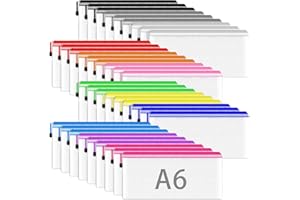 Smarpau A6 Mesh Document Bag, 36PCS Clear Pencil Case Plastic Wallets Zip Lock Bags Storage Pouch File Folder Zipper Bags Document Folders for School, Home, Office and Travel (12 Colours)