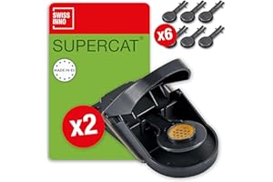 SWISSINNO Piège à Souris SuperCat - Efficace + Réutilisable avec Appât au Beurre de Cacahuète - Capture Rapide - Utilisation Intérieure et Extérieure - 2 Pièges + 6 Recharges d'Appât