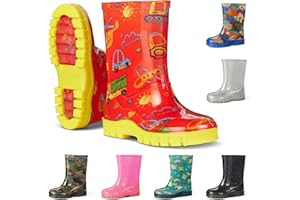 JUJU Factory Warehouse Wellies for Kids | Waterproof Childrens Welly Boots | Easy Pull On Style | Durable and Comfy Materials