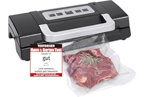 ‎CASO Caso HC170 Vakuumiergerät, Vakuumierer, Testsieger Haus & Garten Test, inkl. 10 Folienbeutel 20x30cm, Schweißzeit einstellbar, starke Pumpe mit 9 L/Min, extra breite Schweißnaht 2,5mm