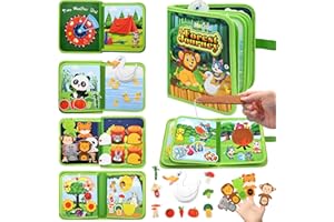 Meafeng Busy Board Montessori Libro Interattivo 1 Anno - Quiet Book Sensoriale Educativo, Giochi Montessori 1 2 3 Anni Tavolo Pannello di Feltro attività Valigetta Didattici Regalo Bimbo (Forest)