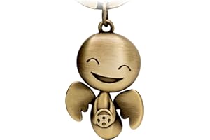 FABACH Porte-clés ange gardien Happy avec volant - Joli pendentif ange en métal - Cadeau porte-bonheur pour voiture - Permis de conduire - Conduire prudemment
