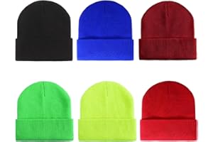 Geebuzz 6 Pack Beanie Cap for Kids, Children's Girls Boys Colorful Warmer Stretchy Knitted Beanie Hat Unisex 1-10 Years Skull Beanie Hat Caps for Winter Autumn