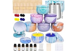 KERCAMKEL Kit per realizzare candele, Kit candele fai da te per adulti, Kit candele fai da te adatto per principianti e avanzati Barattolo di cera di soia naturale Set completo per realizzare candele