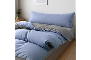 BESCH Juego Funda Nórdica de 3 Piezas para Cama de 150 Color Azul/Gris - Funda Nordica 220x240cm + Sábana Ajustable 150x190/200cm + Funda Almohada 45x160cm