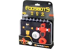 Fat Brain Toys Foosbots 2-Pack - Football Themed, Fast Paced 2-Player Tabletop Trickshot Game for Kids Ages 6+, Orange, Green
