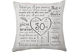Hasodeo 30th Birthday Gifts Cushion Cover for Women Mum Aunt Dad Best Friend Birthday Cushion Cover Birthday Gifts for Her Him Keepsake HomeDecorations (30th)