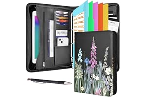 ‎LEATHARIO Leathario Schreibmappe A4 mit 5er Register DIN A4，Konferenzmappe mit 4 Ringbuch，Dokumentenmappe mit Reißverschluss,Ordner für Meeting, Business,Mappe für Geschäftsreisen