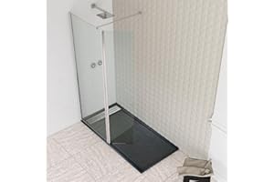 NEBADOON | Mamparas de Ducha Fija - Mampara Ducha Fija - Mampara de Ducha Abatible con Cristal templado 8 mm Antical - Perfilería Plata Brillo - 70 cm (Fijo) + 40 cm (Abatible) Ancho x 200 cm Alto