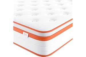 TeQsli Double Mattress 4FT6, 10 Inch Gel Memory Foam 7 Zone Orthopedic Double Mattress Pocket Sprungs Wave Memory Foam Hybrid - Medium Firm - Motion Isolation 135x190x25 cm