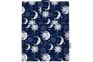 KAPAX Pochette per libri, custodia per libri, per libro in brossura, tessuto lavabile, impermeabile, per proteggere i libri, con imbottitura, custodia di protezione per tablet per adulti (sole e luna)