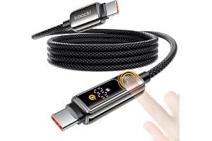 toocki Kabel USB-C 100W 3M, Dotykowy Ekran, Szybkie Ładowanie, Czarny | 5A szybkie ładowanie, wyświetlacz dotykowy, pleciony nylon do iPhone 18 17 16 Pro Max, iPad, Galaxy S26, S25, MacBook