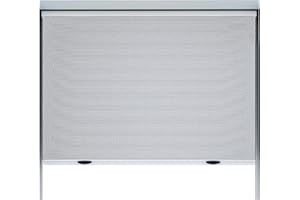 Amig - Roll-Up Mosquito Net for Windows - White Aluminium and Grey Fibreglass Mesh - Easy Installation - Insect Protection - 100 x 100 cm - Durable and Breathable