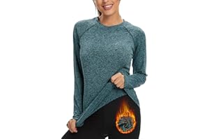 Soneven Camiseta Manga Larga Mujer Running Deporte Camisetas Térmica Elásticos Ropa Deportivo de Running Fitness Otoño Invierno