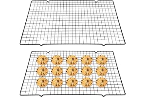 Lyaor 2 Pezzi Rack di Raffreddamento Antiaderente 40x25cm Grande Griglie di Raffreddamento per Torta Griglia di Cottura Cremagliera di Raffreddamento per Torte Biscotti Pane Pizza Pasticceria