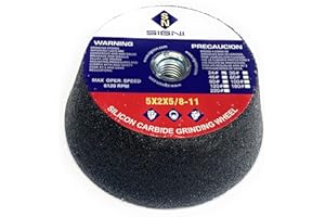 SIGNI Flaring Cup Grinding Stone with Arbor Thread for Grinding Granite 5X2X5/8-11 (1 Pack) (Black SiC, 24 grit)