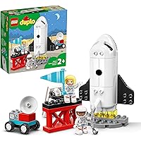 LEGO DUPLO Missione dello Space Shuttle, Set con Razzo Spaziale Giocattolo, 2 Astronauti, Rampa e Buggy con Radar, Giochi Cre