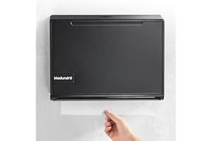 Modundry Dispensador de Toallas de Papel para Secado de Manos, Montado en Pared, Comercial Dispensador Papel Secamanos Admite 200 Toallas -Negro
