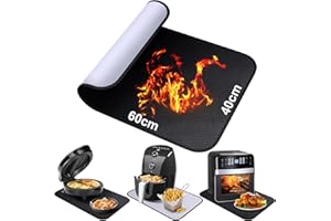 ALCKIJY Feuerfeste Unterlage | Glasfasersilikon-Feuerschutzmatte für Tischplatte | Hitzebeständige Matte für Luftfritteuse Kaffeemaschine Mikrowelle | Anti-Rutsch Wasserdichte (40 x 60 cm, Schwarz & Grau)