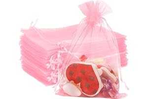 YICELERATE Organza Bags - Large Pink Drawstring Jewellery Bags (10 * 15), Perfect for Parties & Gifts