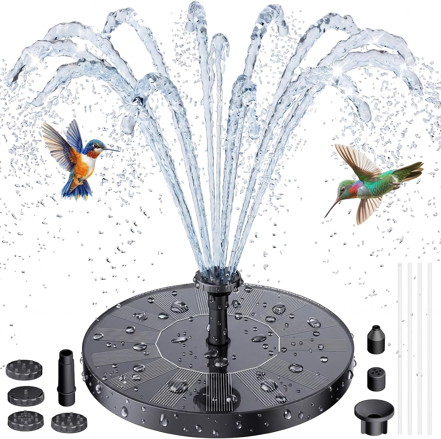AISITIN Solar Water Fountain, Solar Powered Water Fountain with Multiple Nozzles, Floating Solar Pond Pump,Solar Water Feature for Bird Bath, Garden, Pond, Pool and Fish Tank