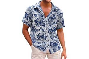 Svanco Hawajska koszula męska z krótkim rękawem, koszula hawajska, męska, lekka koszula letnia, bawełna, kwiaty, koszula rekreacyjna, na urlop, plażę, z kieszeniami