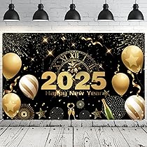 Striscione Happy New Year 2025 - 180x110 Cm Per Decorazioni Capodanno, Con Nastro - Foto 7