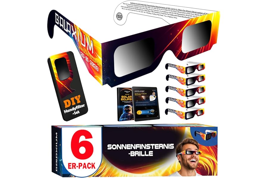 Galaxium 6/12/25/50/100er-Pack Sonnenfinsternis Brille 2026 ISO 12312-2 Zertifiziert | Brillen Sonnenfinsternis | Schutzbrill