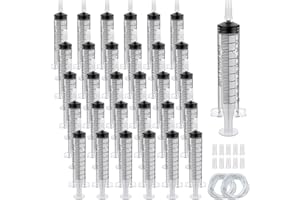 Episkey 30pcs 10ml Plastique Seringue avec Tube, Seringues stériles emballées pour Laboratoire Industrie Cuisine Animaux Jardin (30, 10ml)