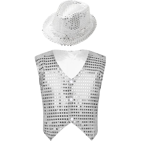 Veste Smoking Brillante Pour Garçon Ranrann - Paillettes, Avec Chapeau | Pour Mariage, Fête, 5-16 Ans