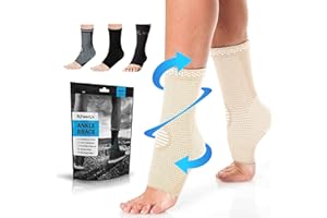 POWERLIX Orteza na kostkę, 2 szt, dla mężczyzn/kobiet/dzieci, wsparcie uszkodzonych więzadeł, ochrona sportowa, regeneracja urazów, zapalenie powięzi podeszwy, podparcie łuku, Beżowy M