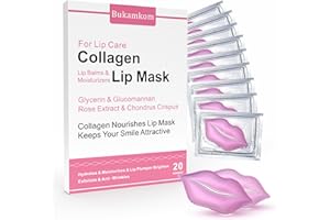 Bukamkom Collagen Lip Masks Bulk,Lip Mask Sheet Lip Care to Reduce Dark Lips and Lip Lines to Remove Dead Skin Moisture,Bulk Lip Masks Individually Wrapped (20)