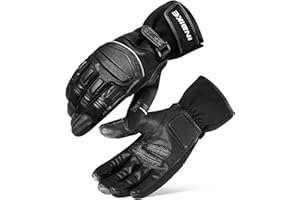 INBIKE Guantes Moto Invierno Hombre con Membrana Impermeable De TPU Guantes Piel De Cabra con 3M Thinsulate Guantes Cuero Moto con Compatibilidad Touch Screen, Unisex - Adulto(CW861)