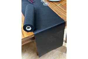 ‎NATUARTE NATUARTE, Tischläufer Schwarz, 25 Meter x 30 Zentimeter, Vlies Tischläufer, Deko Tischband, Tischdekoration, Dekor Taufen Kommunionen Hochzeit Geburtstage, Tischläufer Rolle,Farbe Schwarz