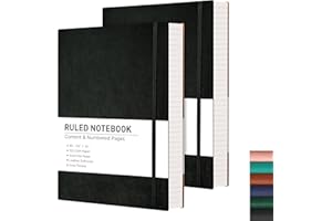 RETTACY B5 College Ruled Notebook 2 Pack - Softcover Composition Notebooks 408 Numbered Pages for Writing, 100gsm Lined Paper, for Women Men Work School, 19 x 25 cm - Black Black