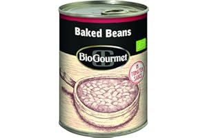 ‎BIOGOURMET BioGourmet Baked Beans – Bio Weiße Bohnen in fruchtiger Tomatensauce | Süditalienische Rezeptur | Fertiggericht, 400 g