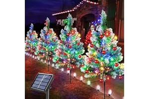 EZZFAIRY Upgraded 4-Packs Solar Christmas Pathway Lights for Outdoor Christmas Decorations, 8 Modes Waterproof Solar Garden Stake Lights for Decorations Yard, Lawn, Pathway, Grave