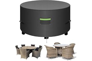 Neuradical Round Garden Furniture Cover, Waterproof Outdoor Circular Table Covers, Heavy Duty Patio Protector with Air Vent - 420D Oxford Fabric -Tear Resistant, Anti-UV, Windproof - Ø230 x100cm