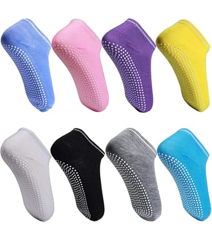 Calzini Antiscivolo Per Yoga - 4 Paia, Cotone, Con Grips, Taglia EU 40-45 Per Donna E Uomo - Foto 7