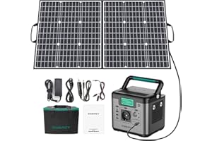 SWAREY Estación de Energía Portátil, 518Wh Generador Solar con Panel Solar de 100W, Salida de CA de 500W (Pico de 1000W), Puerto USB-C de 65W, Batería Externa para Camping Viajes Exterior RV Inicio
