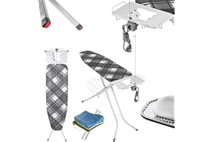 KADAX Składana deska do prasowania, 120 x 38 cm, deska do prasowania z gniazdkiem, deska do prasowania z antypoślizgowymi nóżkami, deska do prasowania z regulacją wysokości z półką na żelazko (w