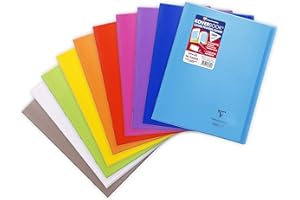 Clairefontaine 981601C Un Cahier Agrafé Koverbook - 24x32 cm - 96 Pages Petits Carreaux avec Marge - Papier Blanc 90 g - Couverture Polypro Couleur Aléatoire