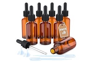 LG Luxury & Grace Pack 8 Contagocce Vetro, 30 ml. Bottiglie Ambrato. Pipetta Dosatrice in Vetro Tappo a Vite. Flaconi Ricaricabili: Aromaterapia, Olio, Laboratorio.