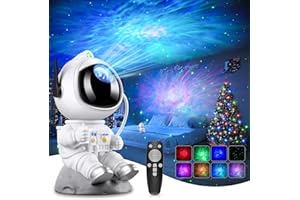 LIGHT-BRIGHTLY Astronauta Proiettore Stelle Soffitto Galassia, 8 Modalità Luce Cameretta Lampada, 360° Regolabile Luminosità Velocità Cielo Projector Telecomando, Planetario Proiezione Regalo per Bambini e Adulti