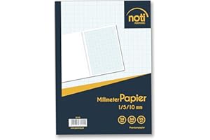 ‎PLASTOREG Plastoreg Millimeterpapier/Millimeterblock A4-50 Seiten Premiumpapier 95g/m² mit blauen Raster/Linien in 1/5/10mm u.a. für technische Zeichnungen
