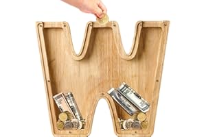 Bemaystar Wooden Letter-Money-Box for Kids, Piggy-Bank Initial Letters, Kids Money Box Coin Bank, Birthday Gift for Kids