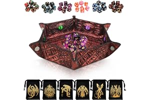 Byhoo Roterbar draköga kub set för DND, 7 stycken gröna polyester tärningar med draköga innehåller D20, tärningsset DND tillb