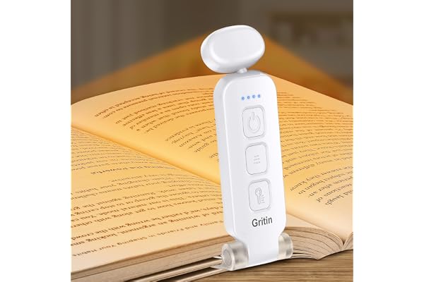 Gritin Lampe de Lecture Rechargeable, Liseuse Lampe Lecture 3 Couleurs Protection des Yeux & 5 Réglages de Luminosité, Tête Rotable 90° pour Lire au Lit Cadeau pour Lecteurs de Livres
