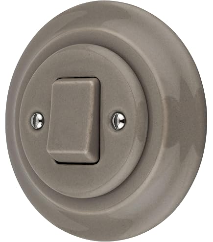 Porzellan Schalter PR1 – Unterputz, Retro-Design, Dunkelgrau, Wechselschalter