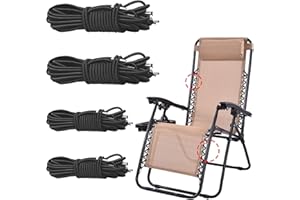 LEZED Cordones de Repuesto universales para Silla Reclinable de Gravedad Cero 4 Piezas Negro Cuerdas Elásticas para Silla Reclinable Elásticas Cuerda para Reclinables de Jardín, Tumbonas(2x2.2m+2x1.4m)